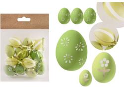  IRIS dekor műanyag tojás x12 zöld virágos/csíkos 3x4cm (72026) - officedepot
