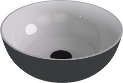 SAPHO BANERA ROUND öntöttmárvány mosdó, átm: 39cm, fehér/matt antracit (14337.52) (14337.52)