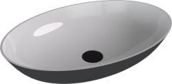 SAPHO BANERA OVAL öntöttmárvány mosdó, 60x40cm, fehér/matt antracit (14397.52) (14397.52)
