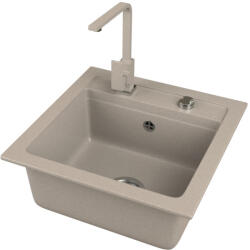 Gránit mosogató EOS Torino + Design csaptelep + dugókiemelő (bézs)