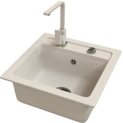 Gránit mosogató EOS Torino + Design csaptelep + dugóemelő (fehér)