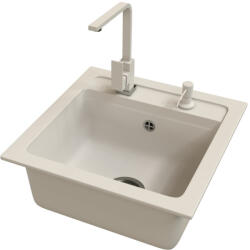Gránit mosogató EOS Torino + Design csaptelep + adagoló (fehér)