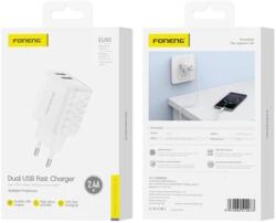 FONENG EU53 2XUSB-A 2, 4A 12W Hálózati töltő, fehér