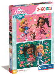 Clementoni Clementoni- 2x60 db-os SuperColor puzzle - Alice Csodaország cukrászdája (24814) (24814)