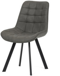 Artium Étkezőszék, Szürke Színű Szövetkárpit, Szálcsiszolt Bőr Hatás, Fekete Fém Láb Belföldi Raktárról (r-HC-V3066_GREY3)