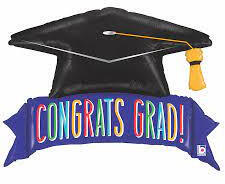 Grabo Ballagási óriás lufi 45" 114cm, Congrats Grad! Ballagási kalap (LUFI624582)