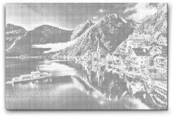  PontPöttyöző - Osztrák kikötő Méret: 40x60cm, Keretezés: Kartonlemezen, Szín: Kék