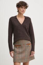 Tommy Hilfiger gyapjú pulóver könnyű, női, barna, WW0WW43101 - barna S