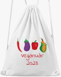Los Polos Veganuár 2023 (zöldségekkel) piros feliratos tornazsák
