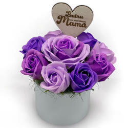 Eventissimi® Aranjament floral cu trandafiri si topper Cea mai buna mama - personalizabil (AF-070)