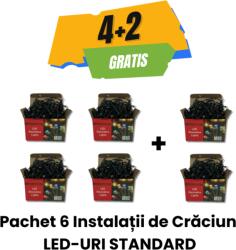 Pachet 6 Instalații LED Standard Colorate pentru Crăciun - 100 LED-uri fiecare (4+2 Gratis)