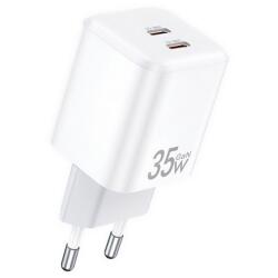 Awei pd65-eu hálózati töltő 2 type-c aljzat (35w, gan, pd gyorstöltő) fehér (PD65-EU_W) - rufusz