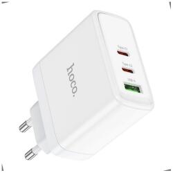 hoco. n30 hálózati töltő usb+2 type-c aljzat (65w, gan, pd gyorstöltő 3.0) fehér (N30 WHITE) - rufusz