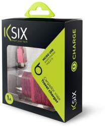 Ksix hálózati töltő (MicroUSB, 1A, zebra pink) (B1740CD02ZR)