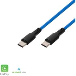 Somogyi Elektronic USBCC1 töltőkábel, USB-C / USB-C, 2.1A, 1m, szövött, kék - kontaktor