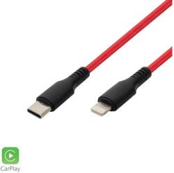 Somogyi Elektronic USBCL1 töltőkábel, USB-C / Lightning, 2.1A, 1m, szövött, piros