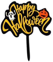Gyertyakovács Happy Halloween felirat beszúró tortadísz