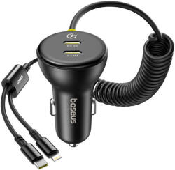 60W Baseus USB-C autós töltő + Lightning kábel (fekete) (C00035902121-00)