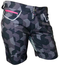 HAVEN Rövid kerékpáros nadrág kantár nélkül - PEARL NEO LADY - fekete/rózsaszín