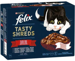 FELIX Tasty Shreds házias válogatás szószban nedves eledel felnőtt macskáknak 12x85g - pegazusallatpatika