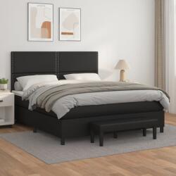 vidaXL fekete műbőr rugós ágy matraccal 160 x 200 cm (3137611)