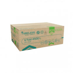  Tubeless V Hajtogatott kéztörlő 2 rétegű, fehér, recy 22x21cm, 20x225lap 4500lap/karton - haztartasibolt