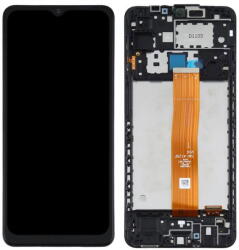  GH82-24708A Samsung Galaxy A12 (SM-A125) fekete OEM LCD kijelző érintővel kerettel, előlap (logo nélkül) (GH82-24708A)