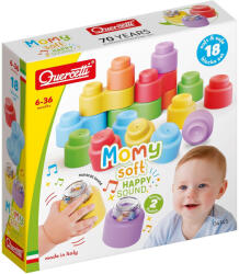 Quercetti Quercetti: Momy Soft 18 db-os puha csörgős építőkocka szett (4145Q) - jatekshop