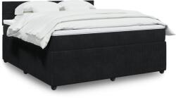 vidaXL fekete bársony rugós ágy matraccal 180x200 cm (3287808)