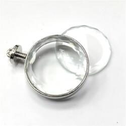  Medál 2 csiszolt üveg+ fém keret 33mm ezüst 1db/csomag