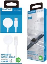 Apple Watch New&Teck NT-C104C, USB kábel, (Type-C, mágneses 1, 2 méter), fehér