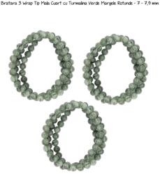  Bratara 3 Wrap Tip Mala Cuart cu Turmalina Verde Margele Rotunde - 7 - 7, 9 mm - concepttropic - 89,00 RON