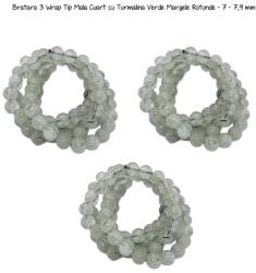  Bratara 3 Wrap Tip Mala Cuart cu Turmalina Verde Margele Rotunde - 7 - 7, 9 mm - concepttropic - 60,00 RON