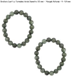  Bratara Cuart cu Turmalina Verde Diametru 55 mm - Margele Rotunde - 9 - 9, 9 mm