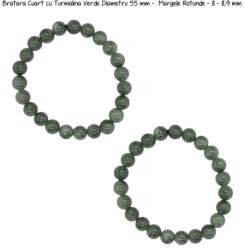  Bratara Cuart cu Turmalina Verde Diametru 55 mm - Margele Rotunde - 8 - 8, 9 mm