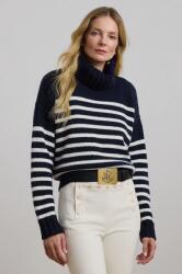 Ralph Lauren gyapjú pulóver meleg, női, sötétkék, garbónyakú, 200957456 - sötétkék M