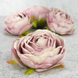  Százlevelű rózsa fej - pasztell mályva 4db/csomag - virágdekorációhoz és koszorúhoz