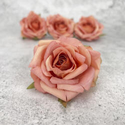  Rózsa fej - cirmos lazac 4db/cs - virágdekorációhoz és koszorúhoz