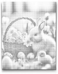  PontPöttyöző - Húsvéti kosár és nyuszi Méret: 30x40cm, Keretezés: Kartonlemezen, Szín: Fekete