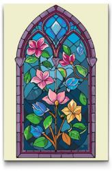  Festés számok szerint - Festett üvegablak Méret: 20x30cm, Keretezés: Keret nélkül (csak a vászon)
