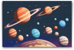  Gyémántszemes kirakó - Naprendszer 2 Méret: 40x60cm, Keretezés: Keret nélkül (csak a vászon), Gyémántok: Kerek