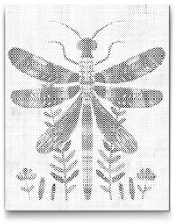  PontPöttyöző - Északi népművészet - Szitakötő Méret: 30x40cm, Keretezés: Keret nélkül (csak a vászon), Szín: Fekete