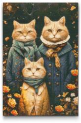  Gyémántszemes kirakó - Macskacsalád Méret: 40x60cm, Keretezés: Keret nélkül (csak a vászon), Gyémántok: Négyzet alakú