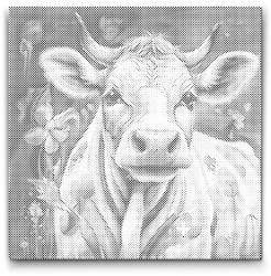 PontPöttyöző - Vidám tehén Méret: 50x50cm, Keretezés: Műanyagtáblával, Szín: Kék