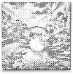 PontPöttyöző - Híd alkonyatban Méret: 50x50cm, Keretezés: Keret nélkül (csak a vászon), Szín: Piros