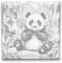  PontPöttyöző - Vidám panda Méret: 50x50cm, Keretezés: Kerek keret, Szín: Kék