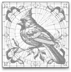  PontPöttyöző - Piros madár ólomüvegből Méret: 50x50cm, Keretezés: Kerek keret, Szín: Kék