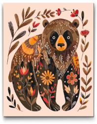  Festés számok szerint - Északi népművészet - Medve Méret: 40x50cm, Keretezés: Kartonlemezen
