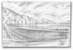  PontPöttyöző - Csónak a vízen Méret: 40x60cm, Keretezés: Kartonlemezen, Szín: Kék