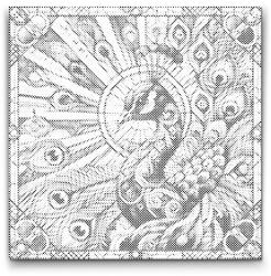 PontPöttyöző - Páva ólomüvegből Méret: 50x50cm, Keretezés: Kerek keret, Szín: Kék